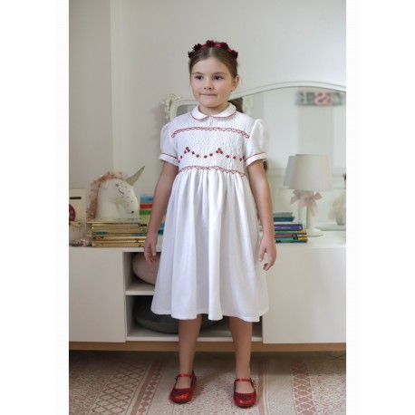 smocked dress girl white