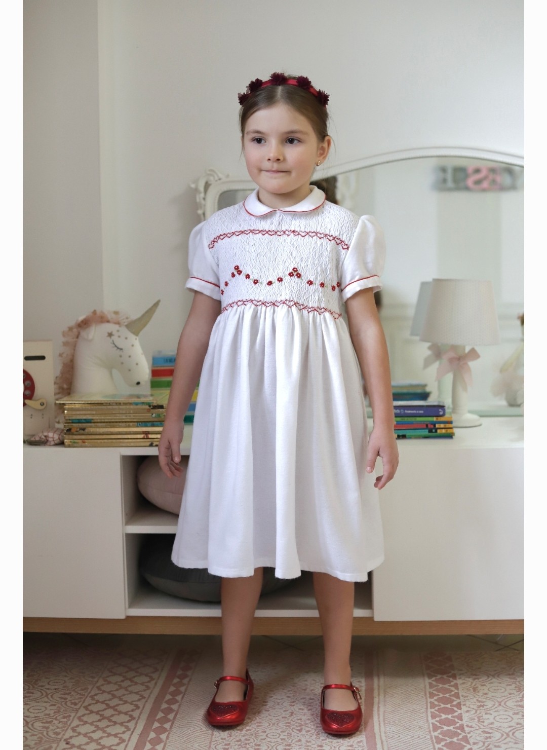 Girls white hot sale smock dress